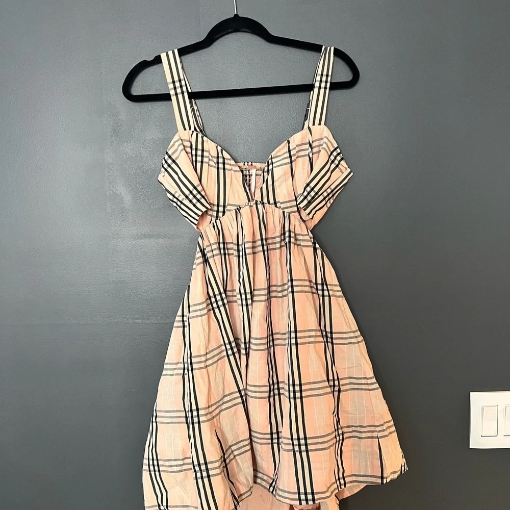Free People Plaid Mini Dress - Beige and Black - Picture 4 of 9